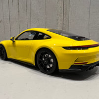 PORSCHE 911 (992) GT3 TOURING - 2022 - YELLOW W/BLACK WHEELS - 1:18 Scale Resin Model Car - Minichamps