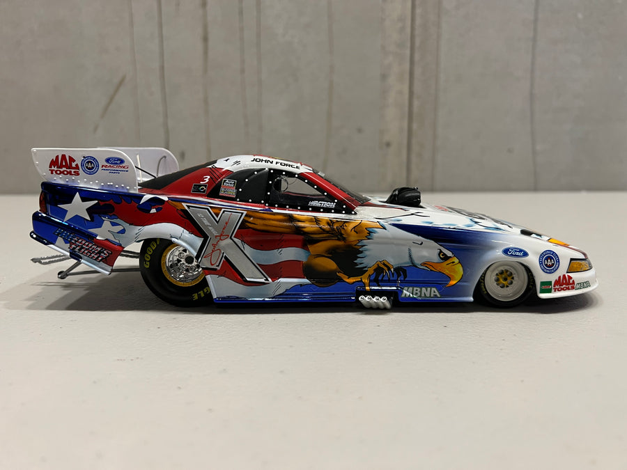 2004 JOHN FORCE & NORWALK RACEWAY PARK "FREEDOM'S FLIGHT" CASTROL GTX MUSTANG FUNNY CAR - 1:24 SCALE DIECAST MODEL - ACTION