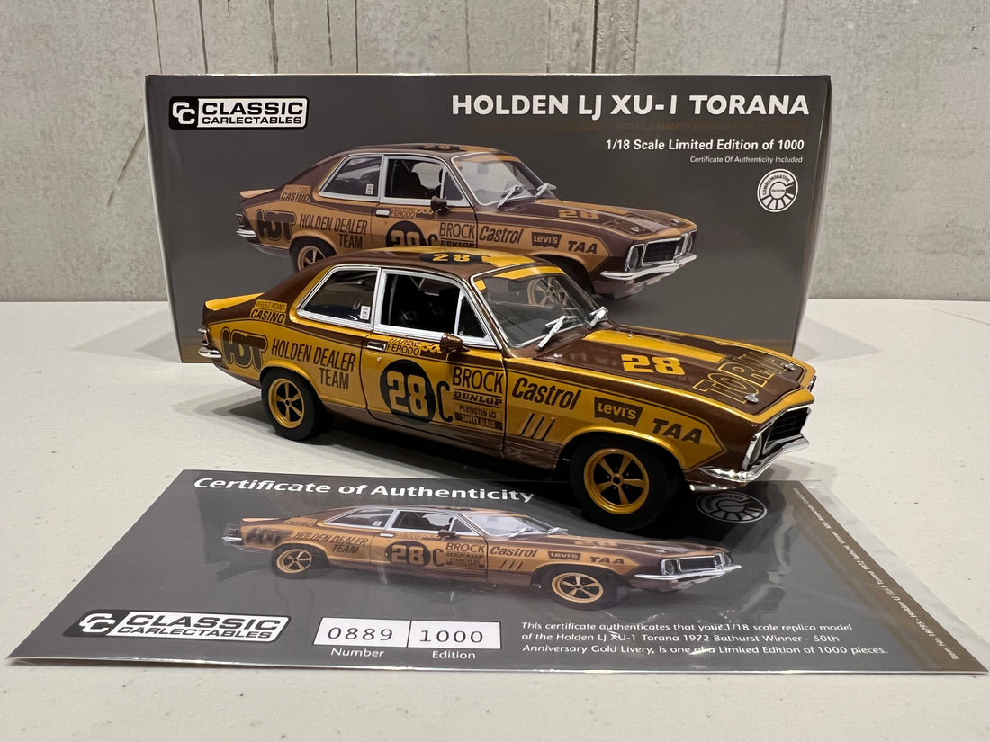 HOLDEN LJ XU-1 TORANA 1972 BATHURST WINNER 50TH ANNIVERSARY GOLD LIVERY 1:18 DIECAST MODEL