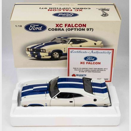FORD XC FALCON COBRA OPTION 97 - WHITE W/BLUE STRIPES - 1:18 SCALE DIECAST MODEL - AUTOart