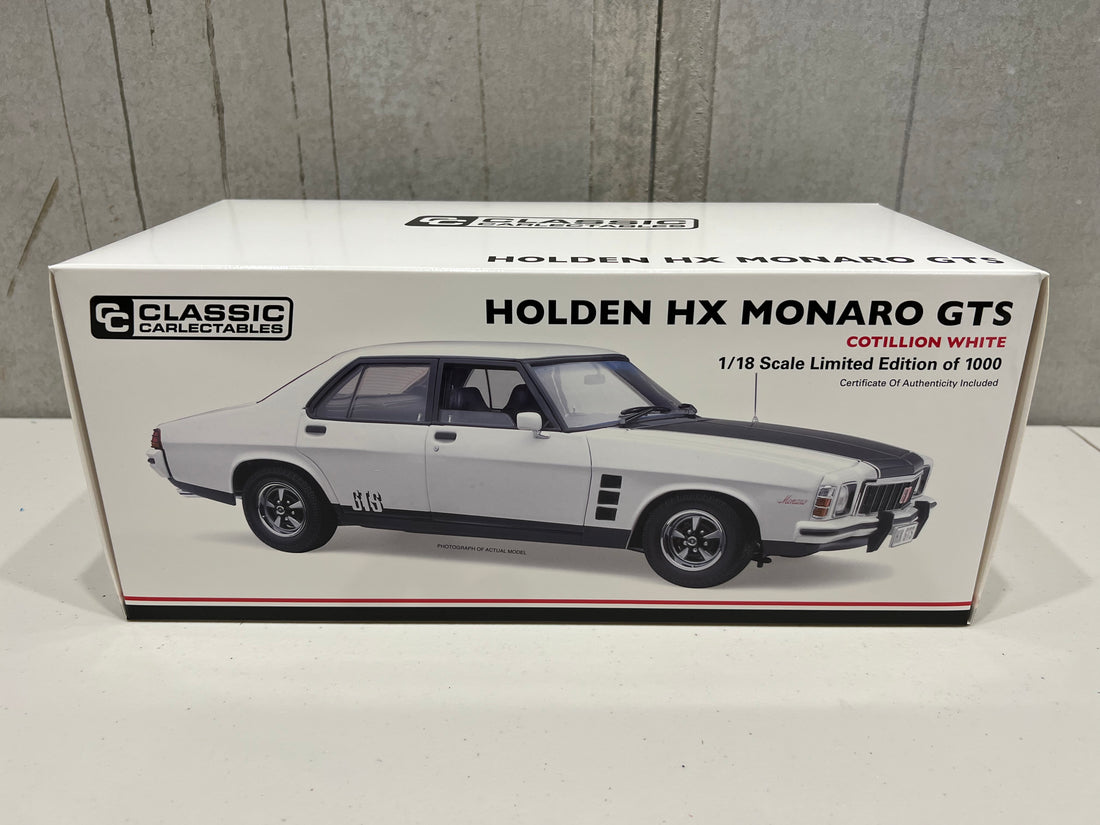 HOLDEN HX MONARO GTS SEDAN – COTILLION WHITE - 1:18 DIECAST MODEL