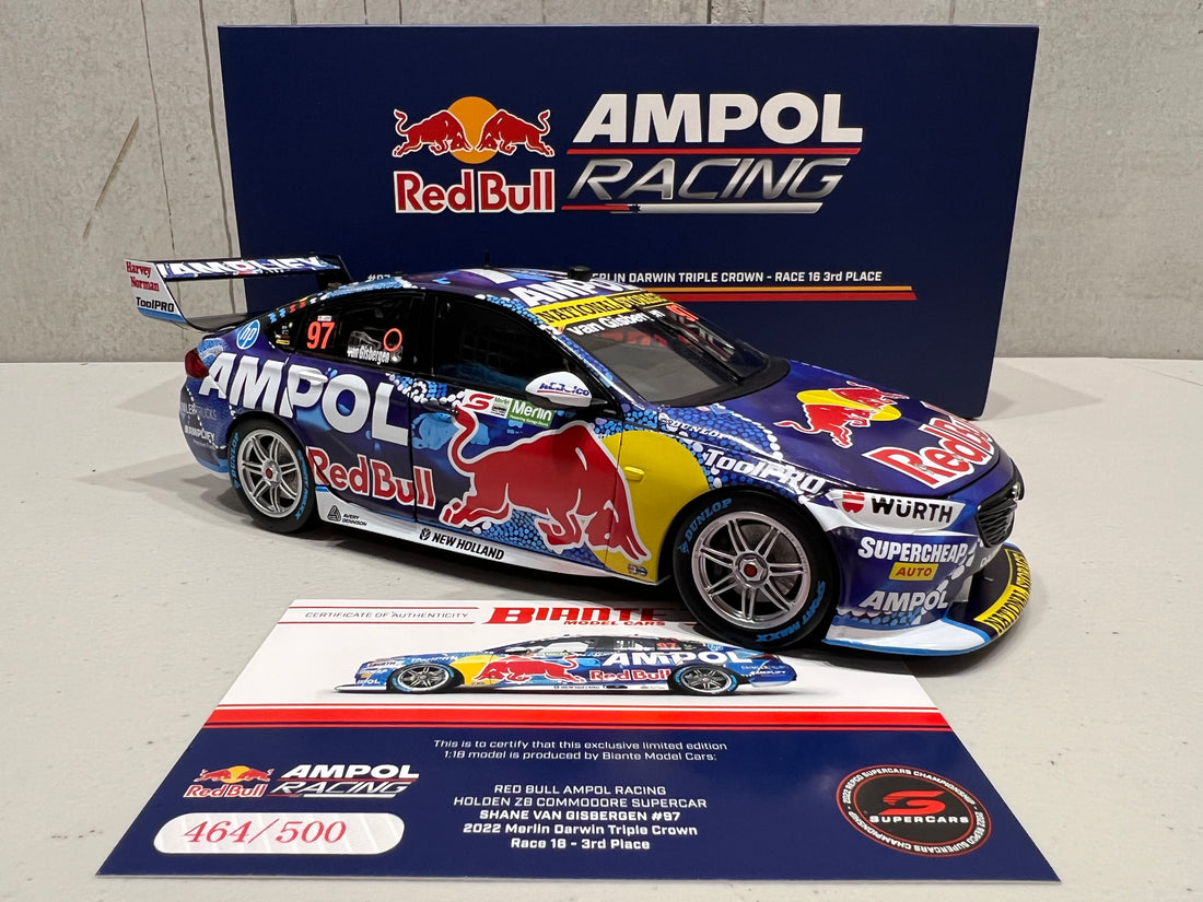 2022 HOLDEN ZB COMMODORE - RED BULL AMPOL RACING - SHANE VAN GISBERGEN #97 - Merlin Darwin Triple Crown Race 16 - 3RD PLACE - 1:18 Scale Diecast Model - BIANTE