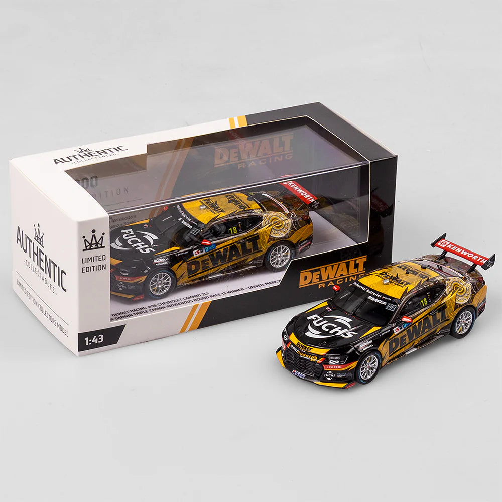 Mark Winterbottom - DEWALT Racing #18 Chevrolet Camaro ZL1 - 2023 Darwin Triple Crown Indigenous Round Race 13 Winner - 1:43 Scale Diecast model - Authentic Collectables