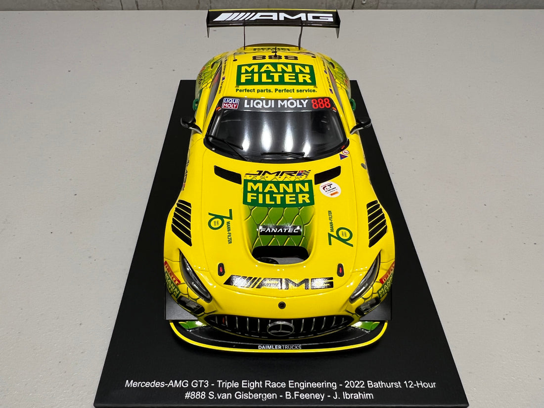 MERCEDES-AMG GT3 - 2022 BATHURST  12-HOUR - TRIPLE EIGHT RACE  ENGINEERING #888 - FEENEY/VAN  GISBERGEN/IBRAHIM - 3RD PLACE - 1:18 SCALE