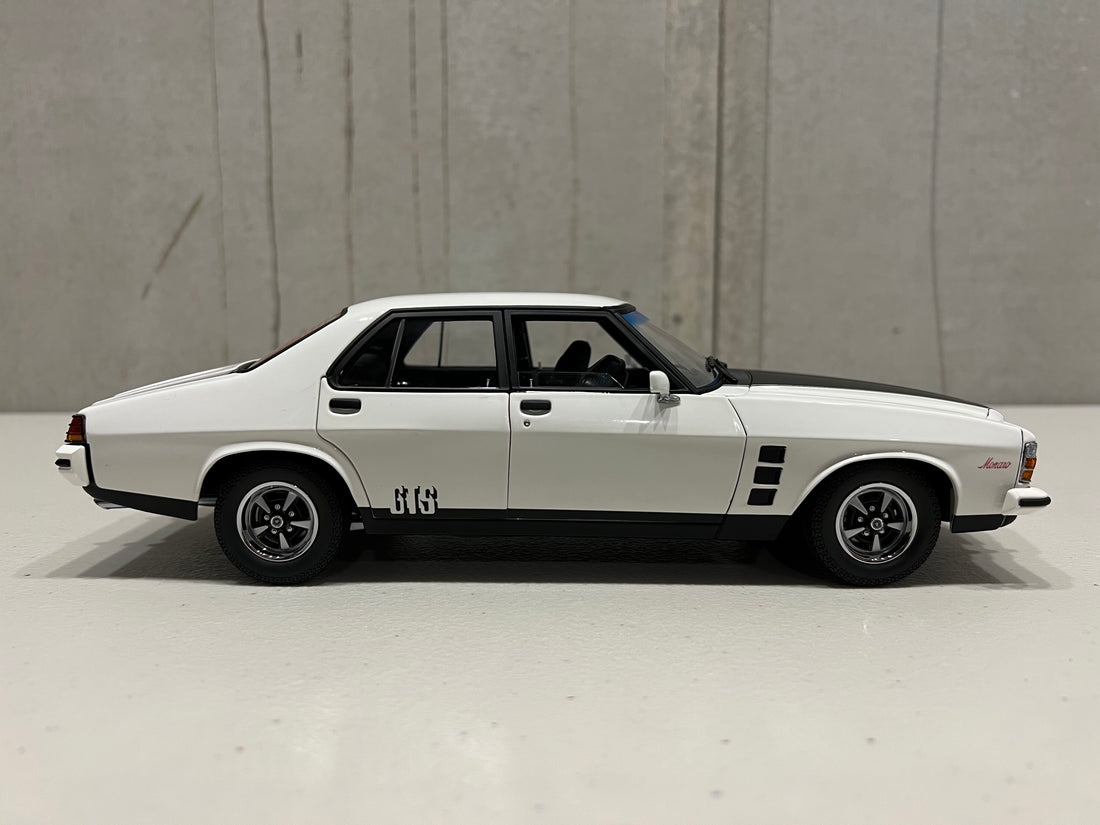 HOLDEN HX MONARO GTS SEDAN – COTILLION WHITE - 1:18 DIECAST MODEL