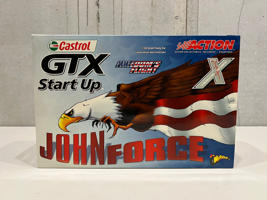 2004 JOHN FORCE & NORWALK RACEWAY PARK "FREEDOM'S FLIGHT" CASTROL GTX MUSTANG FUNNY CAR - 1:24 SCALE DIECAST MODEL - ACTION