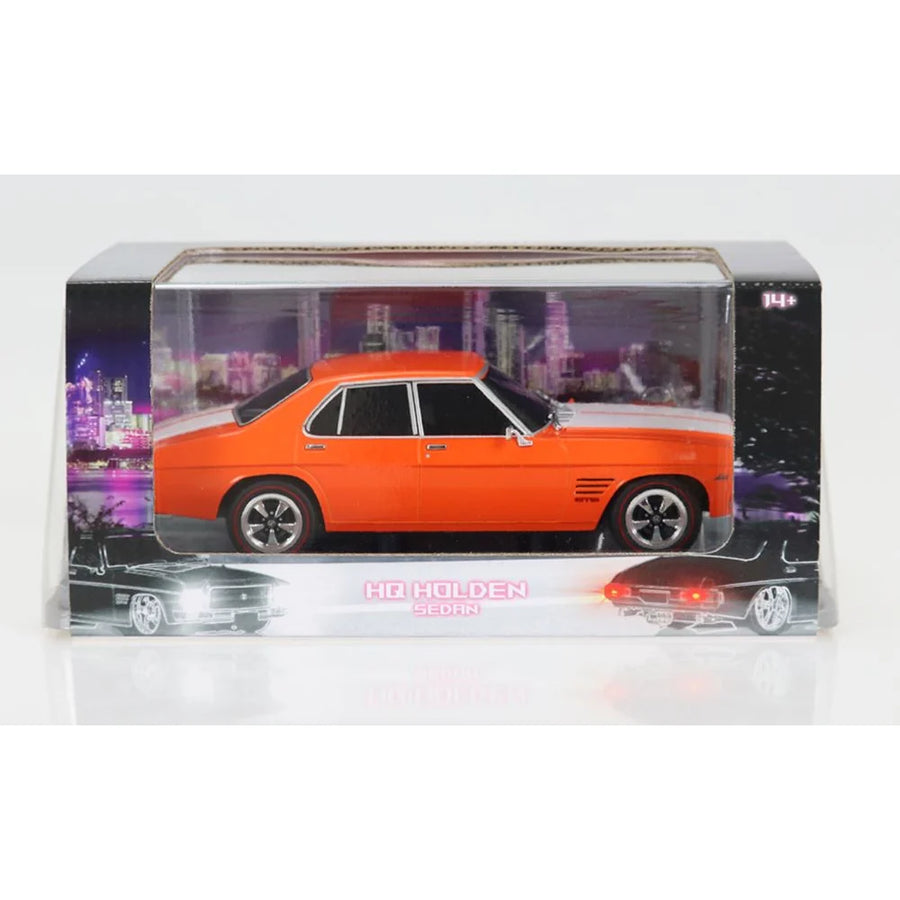 LIGHT UP HOLDEN HQ MONARO GTS 4 DOOR LIGHT UP ORANGE ZEST -1:24 SCALE