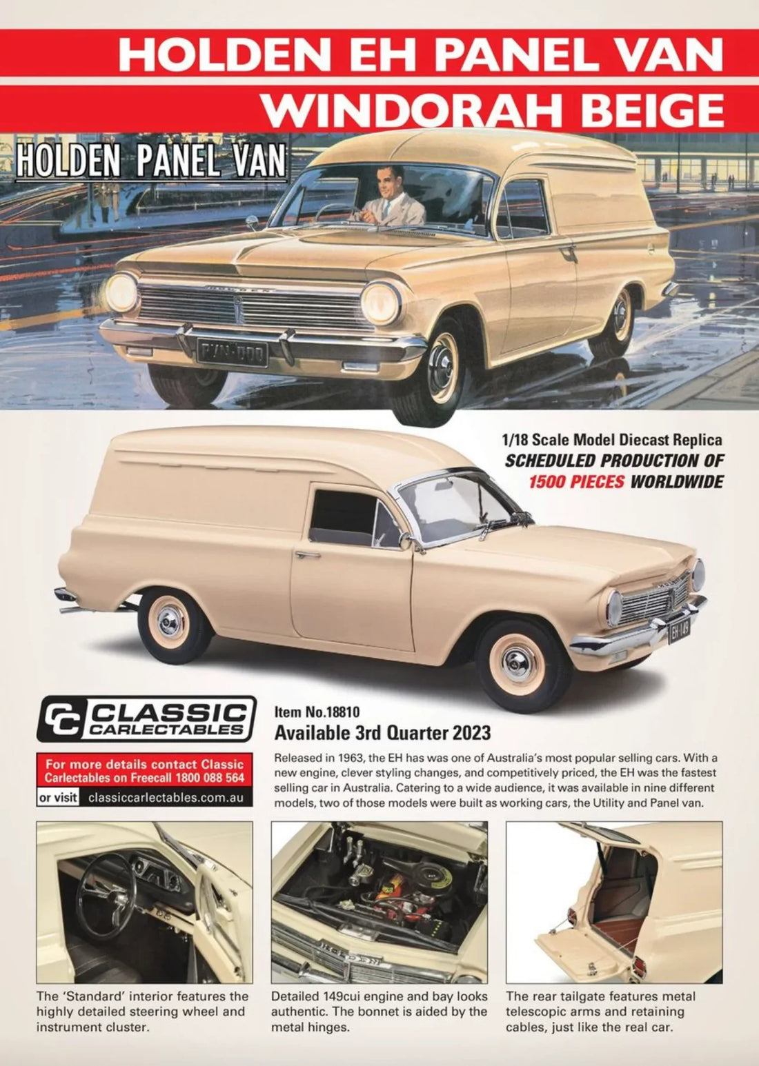 HOLDEN EH PANEL VAN – WINDORAH BEIGE 1:18 SCALE DIECAST MODEL