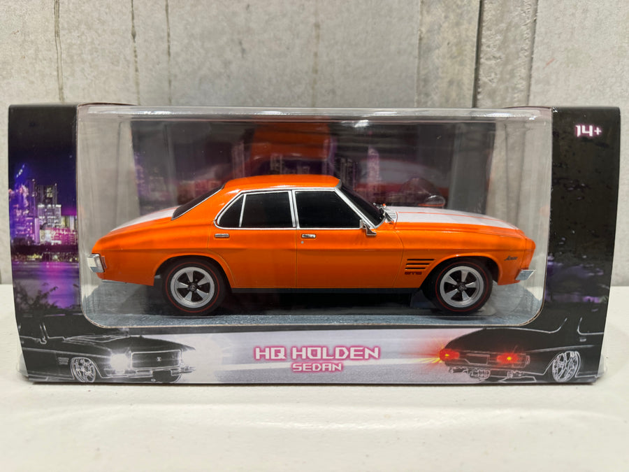 LIGHT UP HOLDEN HQ MONARO GTS 4 DOOR LIGHT UP ORANGE ZEST -1:24 SCALE