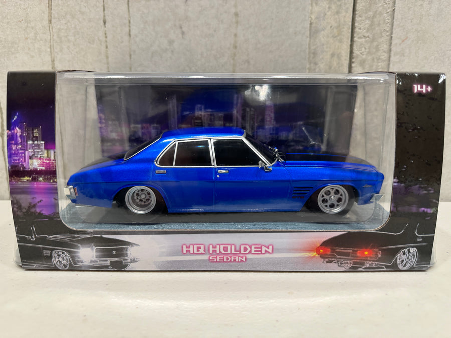 LIGHT UP HOLDEN HQ GTS CUSTOM SEDAN RAZZLE BERRY BLUE - 1:24 SCALE