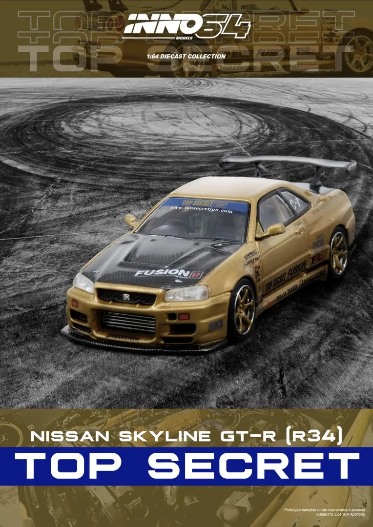 Top Secret Nissan Skyline GT-R (R34) Gold - 1:64 Scale Diecast Model
