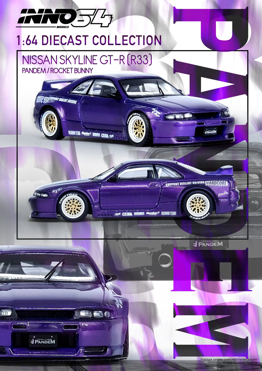 Nissan Skyline GT-R (R33) “Pandem Rocket Bunny” Purple – 1:64 Scale Diecast Model