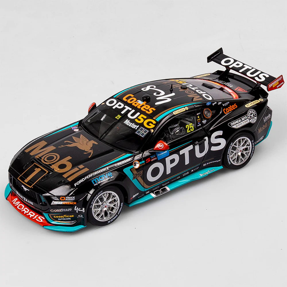 Chaz Mostert - Mobil 1 Optus Racing #25 Ford Mustang GT - 2024 Sydney SuperNight Clean Sweep (Mobil 1 50th Anniversary Gold Livery) - 1:18 Scale Diecast Model - Authentic Collectables