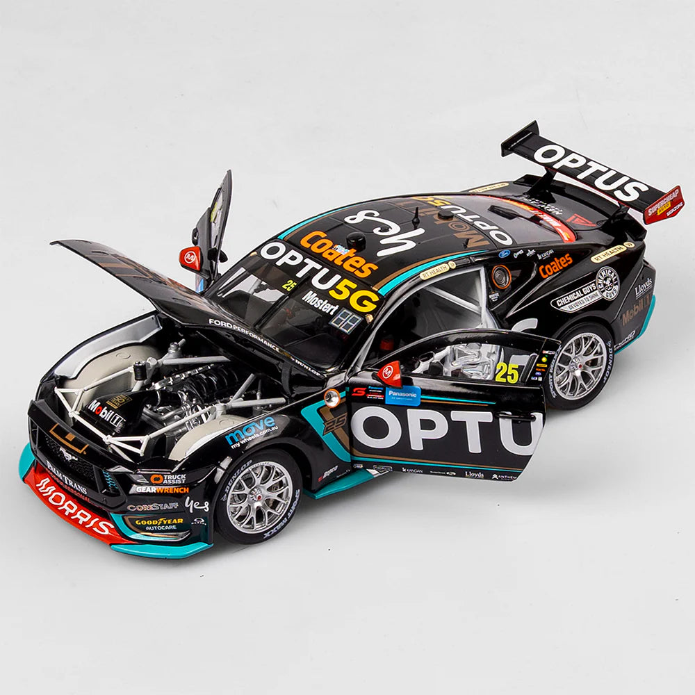 Chaz Mostert - Mobil 1 Optus Racing #25 Ford Mustang GT - 2024 Sydney SuperNight Clean Sweep (Mobil 1 50th Anniversary Gold Livery) - 1:18 Scale Diecast Model - Authentic Collectables