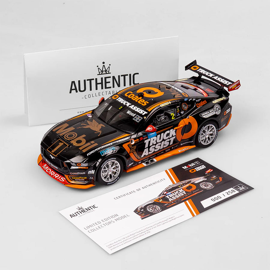 Ryan Wood - Mobil 1 Truck Assist Racing #2 Ford Mustang GT - 2024 Sydney SuperNight (Mobil 1 50th Anniversary Gold Livery) - 1:18 Scale Diecast Model - Authentic Collectables