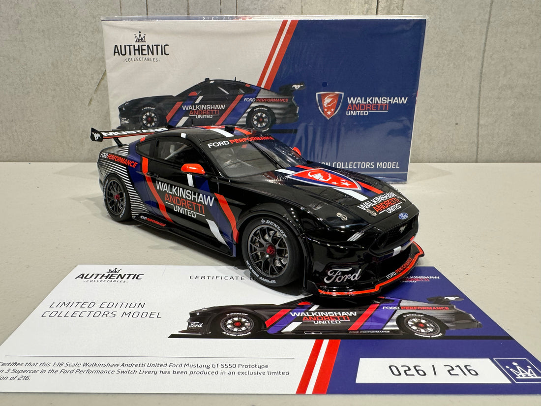 Walkinshaw Andretti United Ford Mustang GT S550 Prototype Gen3 Supercar - 2022 Ford Performance Switch Livery - 1:18 Scale Model - AUTHENTIC COLLECTABLES