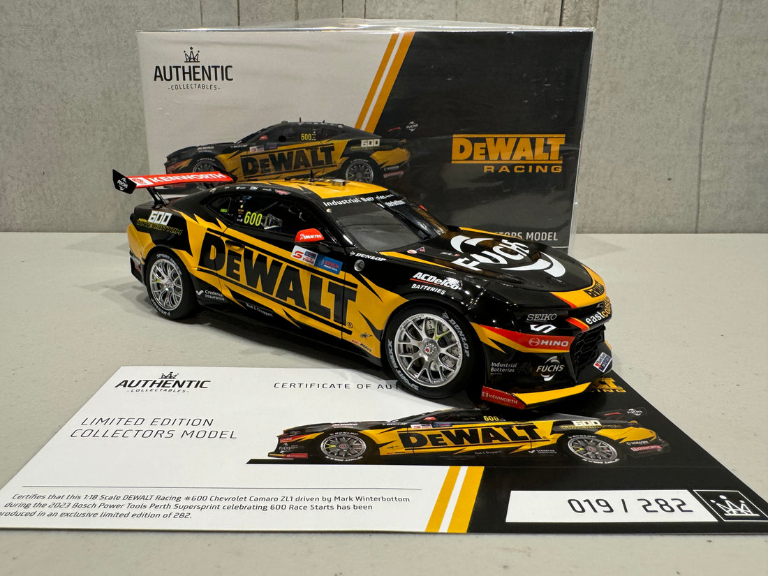 Mark Winterbottom - DEWALT Racing #600 Chevrolet Camaro ZL1 - 2023 Perth SuperSprint (Winterbottom 600 Races) - 1:18 Scale Diecast Model - AUTHENTIC COLLECTABLES