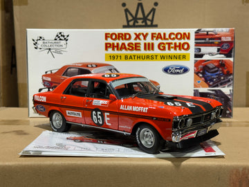 1971 BATHURST WINNER ALLAN MOFFAT - #65E FORD XY FALCON GTHO - 1:18 SCALE DIECAST MODEL