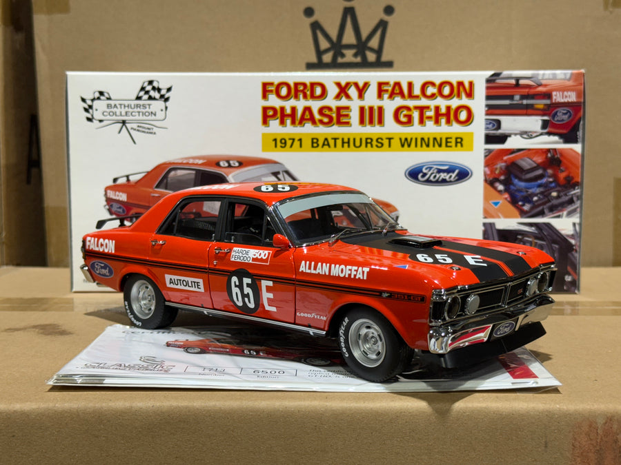 1971 BATHURST WINNER ALLAN MOFFAT - #65E FORD XY FALCON GTHO - 1:18 SCALE DIECAST MODEL