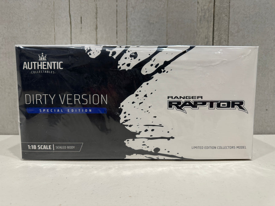 Ford Ranger Raptor - Velocity Blue - Dirty Version With Dog - 1:18 Scale Resin Model - AUTHENTIC COLLECTABLES