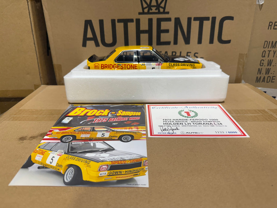 1975 BATHURST WINNER - PETER BROCK / BRIAN SAMPSON - LH TORANA L34 OPTION - 1:18 SCALE DIECAST MODEL - AUTOart