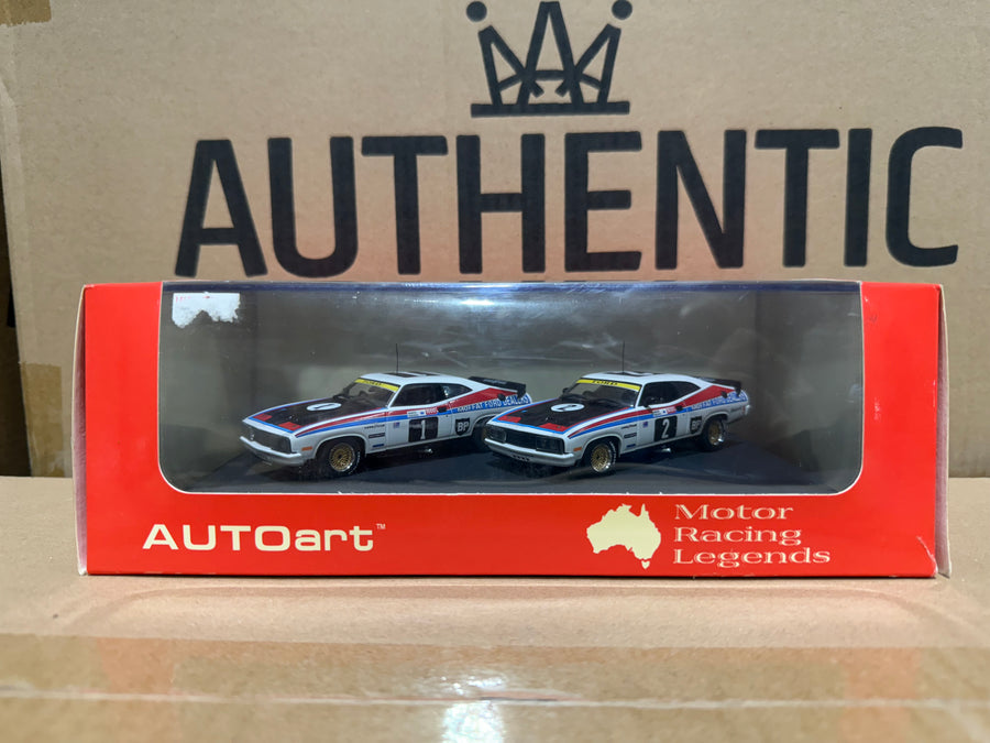 1977 BATHURST 1000 - 1-2 FINISH - FORD XC FALCONS - 1:43 SCALE DIECAST MODEL TWIN SET - AUTOart