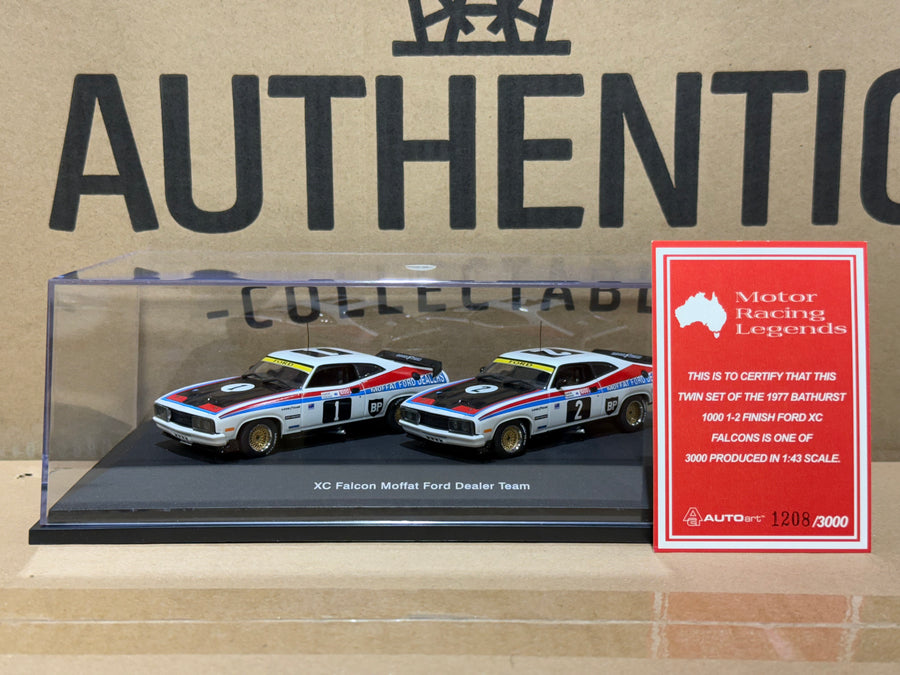 1977 BATHURST 1000 - 1-2 FINISH - FORD XC FALCONS - 1:43 SCALE DIECAST MODEL TWIN SET - AUTOart