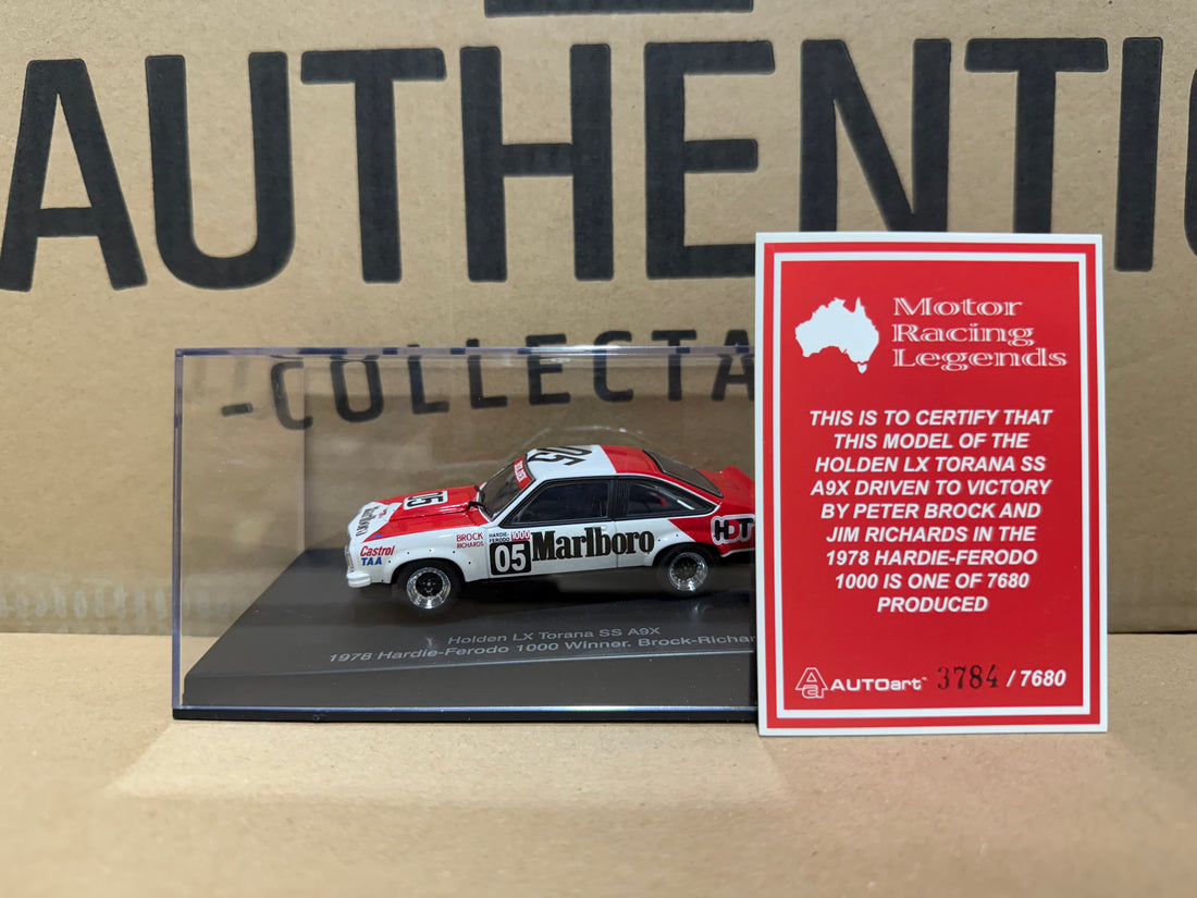 1978 HARDIE-FERODO 1000 WINNER - BROCK-RICHARDS - HOLDEN LX TORANA SS A9X - 1:43 SCALE DIECAST MODEL - AUTOart