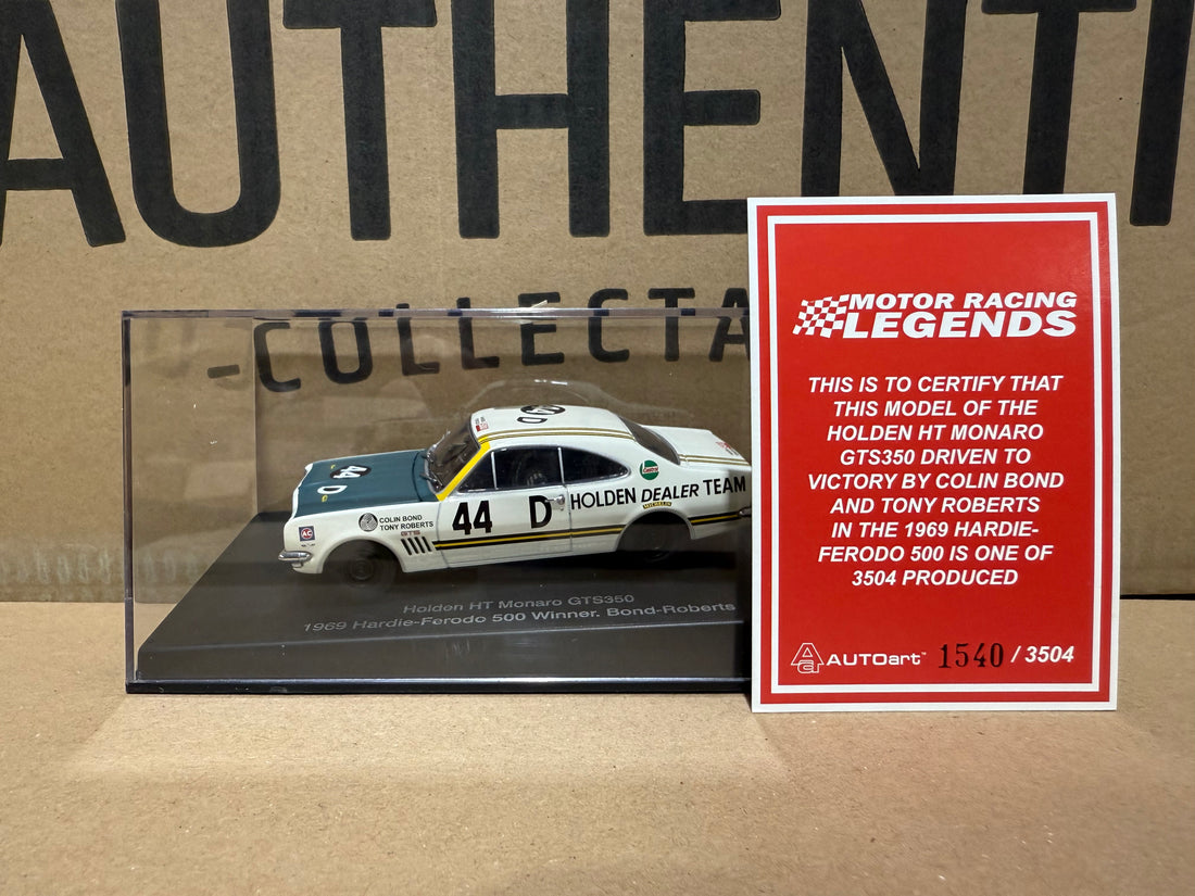1969 HARDIE-FERODO 500 WINNER - BOND - ROBERTS - HOLDEN HT MONARO HTS350 - 1:43 SCALE DIECAST MODEL - AUTOart
