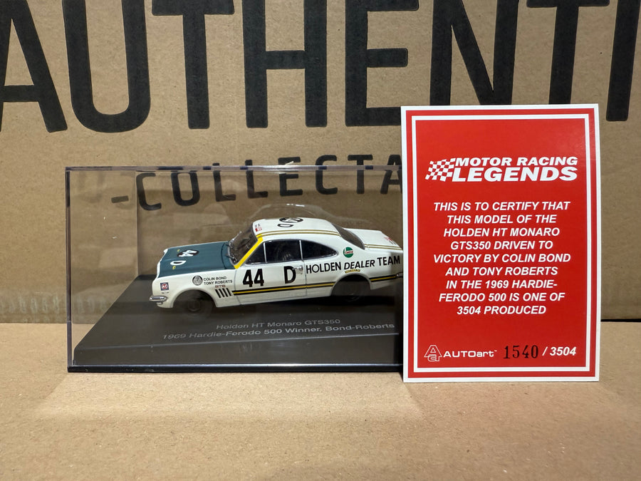 1969 HARDIE-FERODO 500 WINNER - BOND - ROBERTS - HOLDEN HT MONARO HTS350 - 1:43 SCALE DIECAST MODEL - AUTOart
