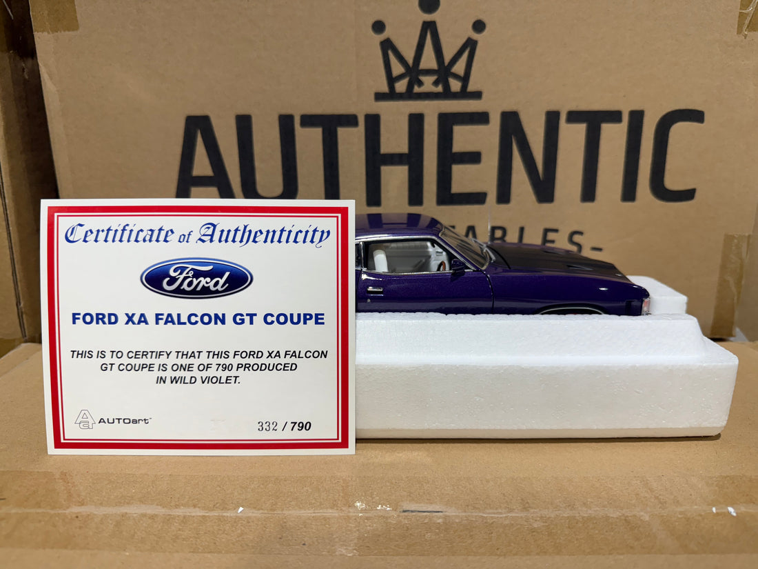 FORD XA FALCON GT HARDTOP - WILD VIOLET/WHITE INTERIOR - 1:18 SCALE DIECAST MODEL -AUTOart