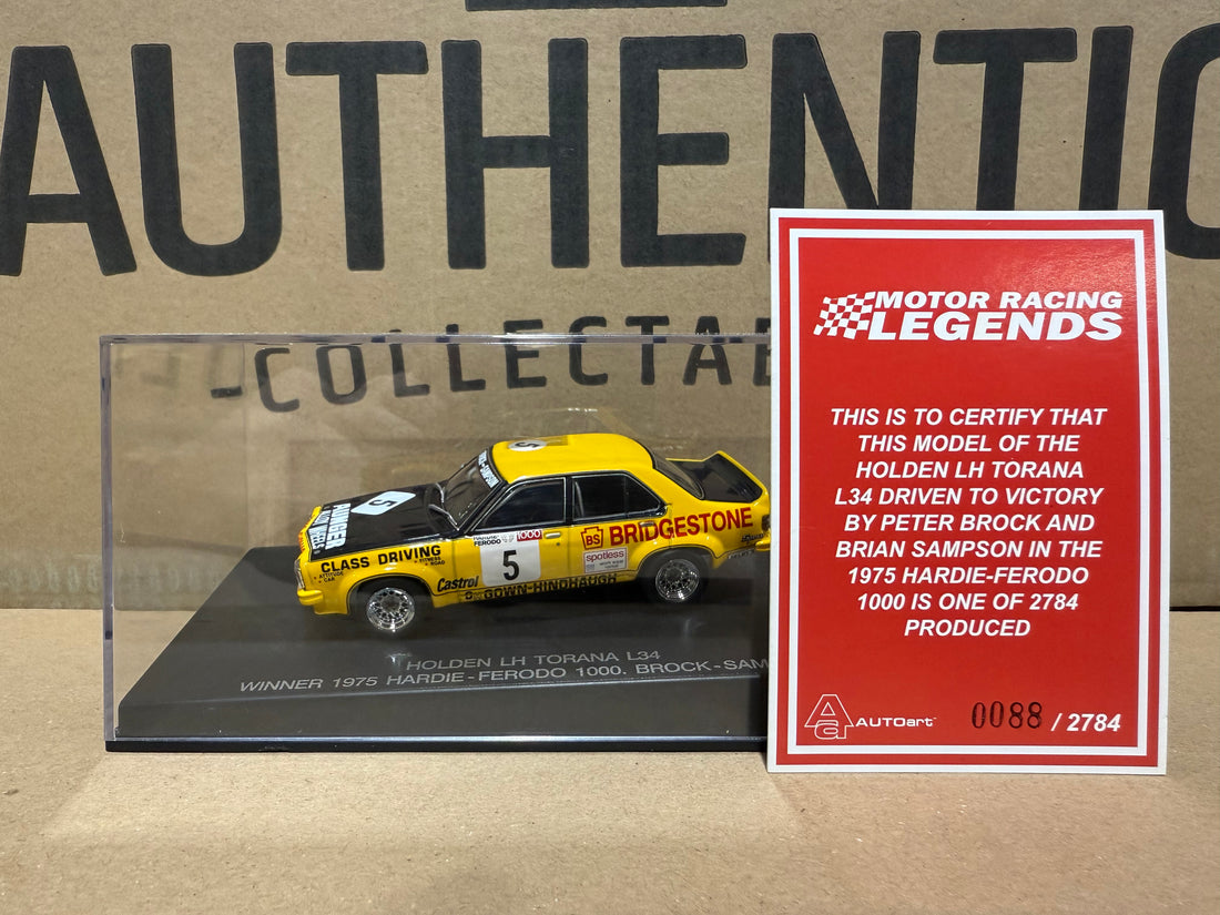 1975 BATHURST WINNER - PETER BROCK - HOLDEN LH TORANA L34 - 1:43 SCALE DIECAST MODEL -AUTOart
