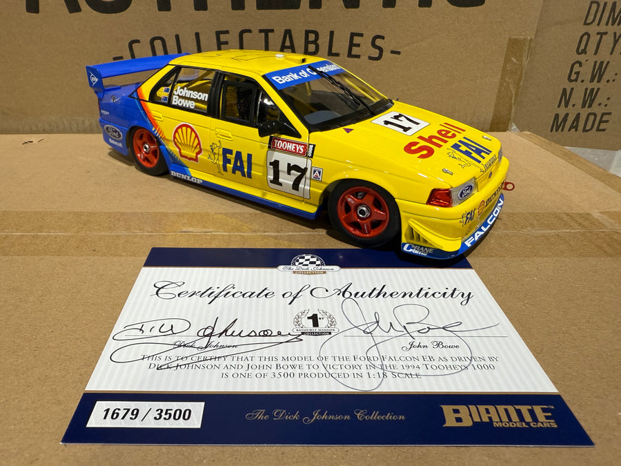 1994 BATHURST WINNER - JOHNSON/BOWE - FORD EB FALCON - 1:18 SCALE DIECAST MODEL - BIANTE