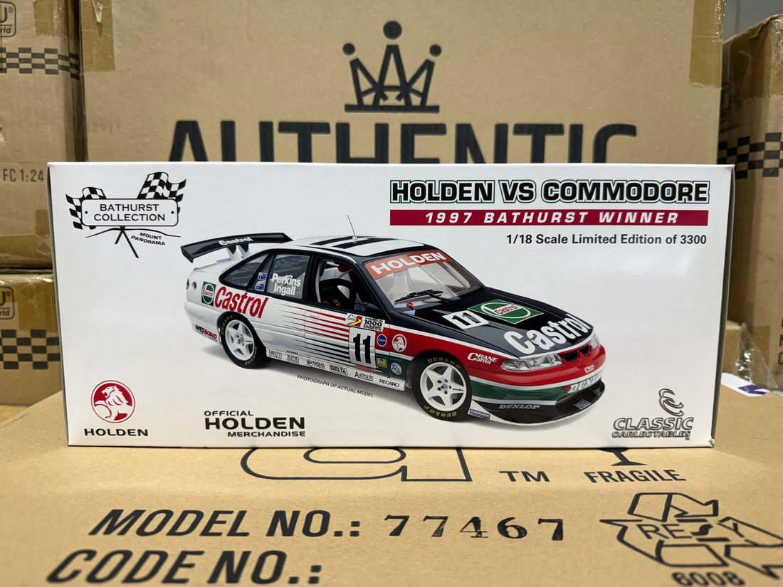 HOLDEN VS COMMODORE 1997 BATHURST WINNER - LARRY PERKINS - RUSSEL INGALL - 1:18 SCALE DIECAST MODEL