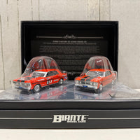 FORD FALCON XY GTHO TWIN SET: 1971 BATHURST WINNER - VERMILLION FIRE ROAD CAR - 1:43 SCALE DIECAST TWIN SET