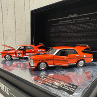 FORD FALCON XY GTHO TWIN SET: 1971 BATHURST WINNER - VERMILLION FIRE ROAD CAR - 1:43 SCALE DIECAST TWIN SET