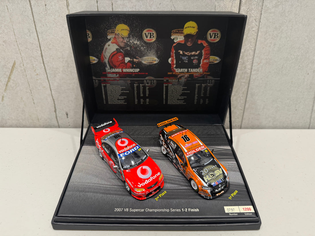 2007 V8 SUPERCAR CHAMPIONSHIP SERIES 1-2 FINISH - 1:43 SCALE DIECAST MODEL TWIN SET