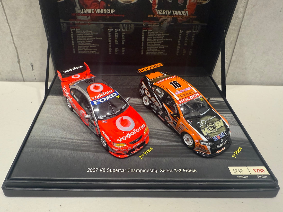 2007 V8 SUPERCAR CHAMPIONSHIP SERIES 1-2 FINISH - 1:43 SCALE DIECAST MODEL TWIN SET
