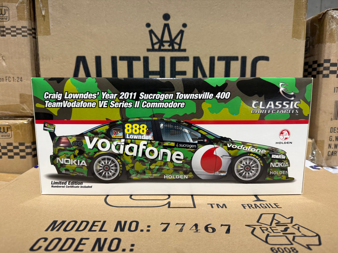 CRAIG LOWNDES' YEAR 2011 SUCROGEN TOWNSVILLE 400 TEAMVODAFONE VE SERIES II COMMODORE - 1:18 SCALE DIECAST MODEL