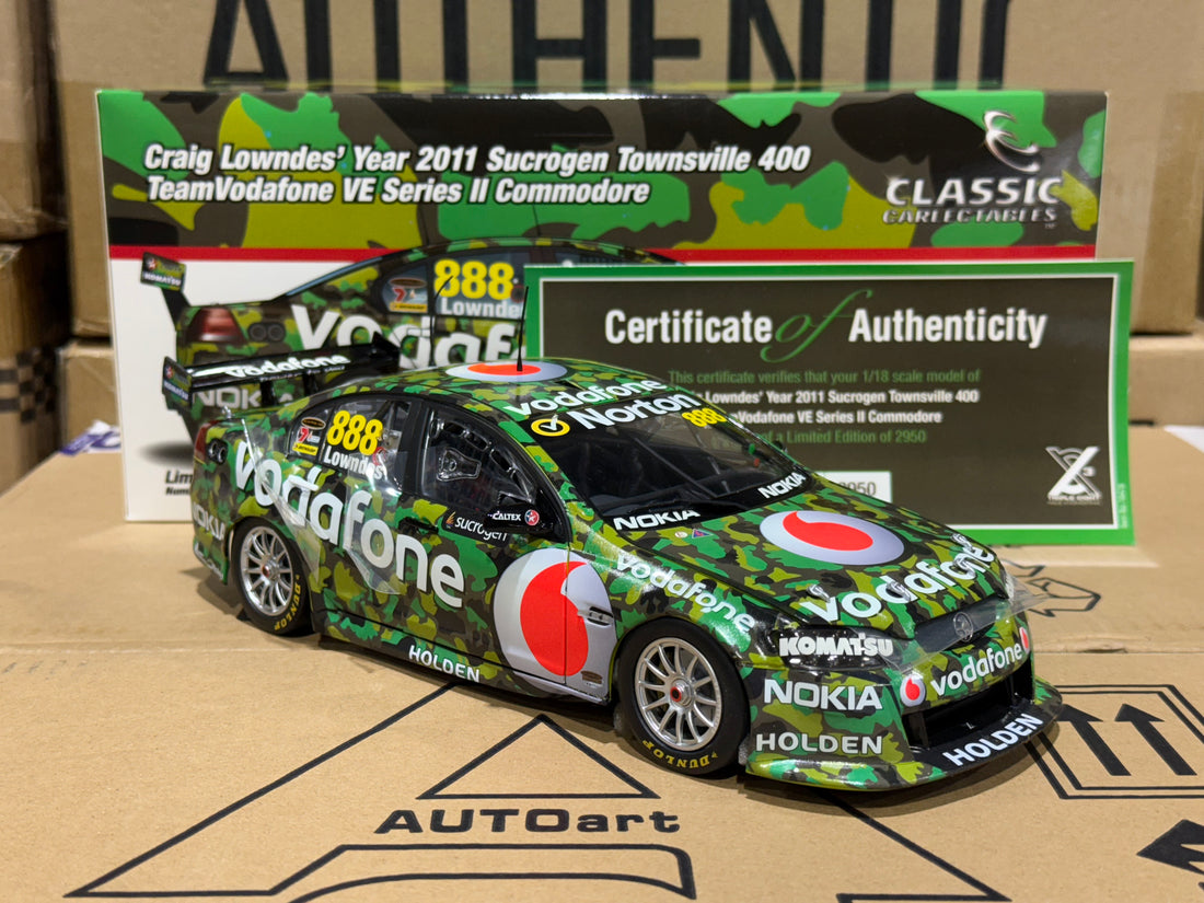 CRAIG LOWNDES' YEAR 2011 SUCROGEN TOWNSVILLE 400 TEAMVODAFONE VE SERIES II COMMODORE - 1:18 SCALE DIECAST MODEL