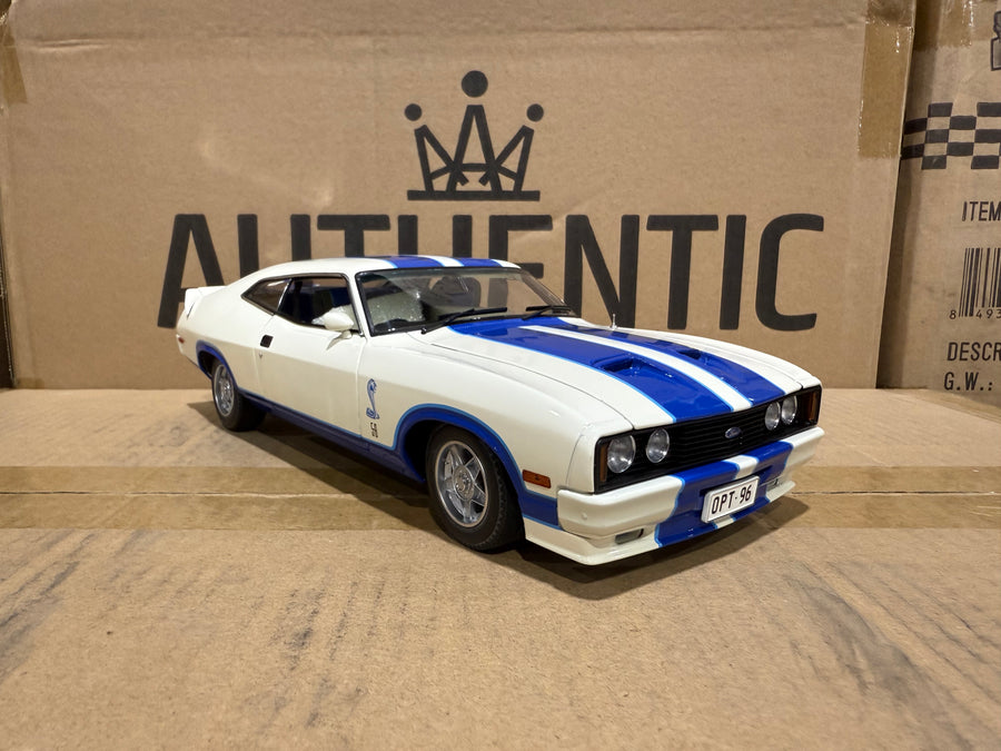 Ford XC Falcon Cobra Option 96 - White w/Blue Stripes - 1:18 Scale Diecast Model
