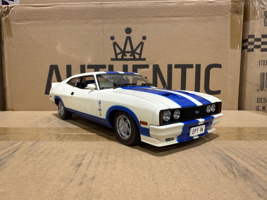 Ford XC Falcon Cobra Option 96 - White w/Blue Stripes - 1:18 Scale Diecast Model