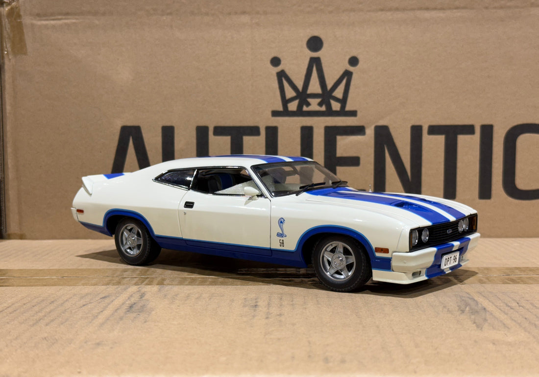 Ford XC Falcon Cobra Option 96 - White w/Blue Stripes - 1:18 Scale Diecast Model