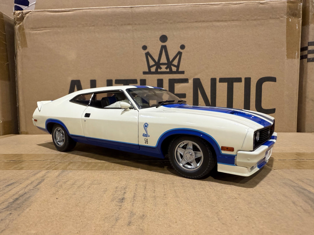 Ford XC Falcon Cobra Option 96 - White w/Blue Stripes - 1:18 Scale Diecast Model