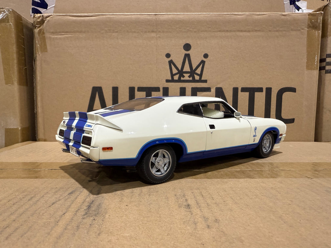 Ford XC Falcon Cobra Option 96 - White w/Blue Stripes - 1:18 Scale Diecast Model
