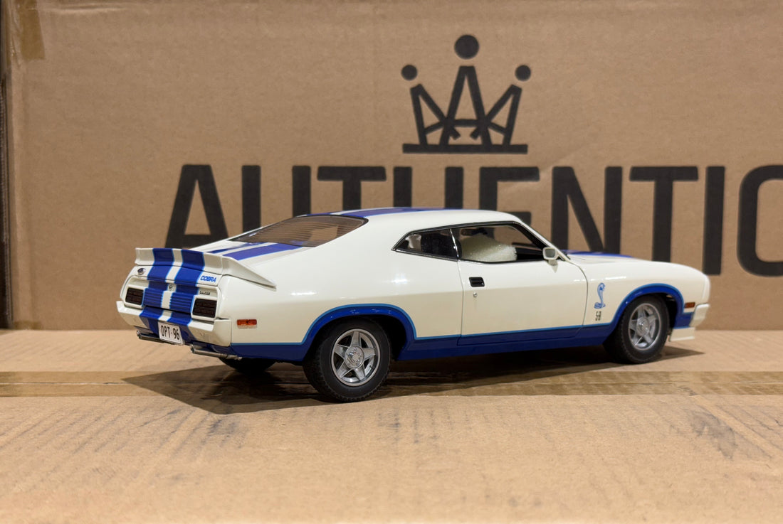 Ford XC Falcon Cobra Option 96 - White w/Blue Stripes - 1:18 Scale Diecast Model