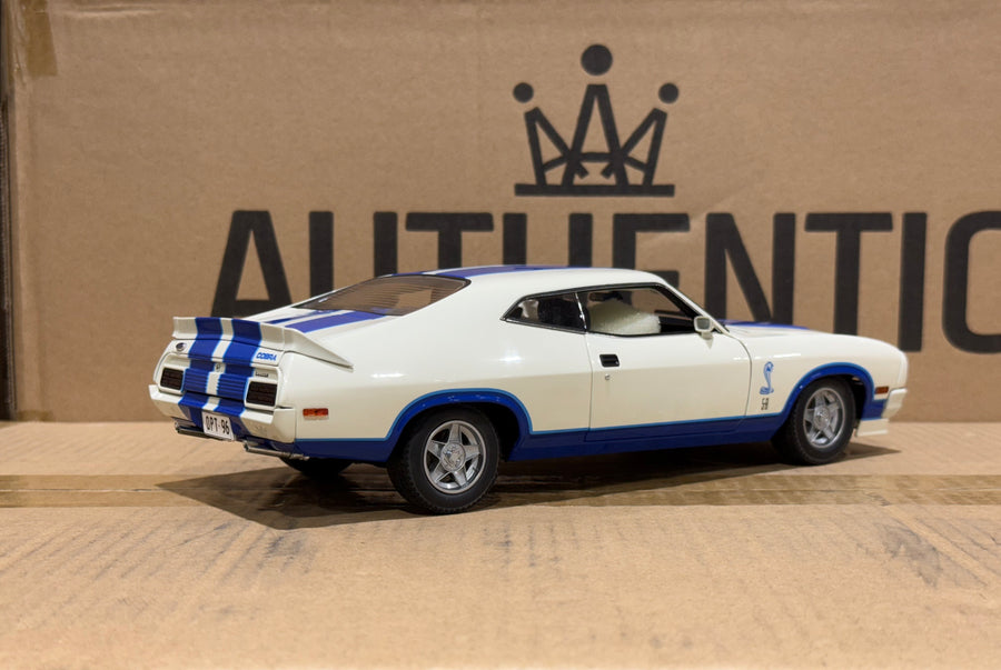 Ford XC Falcon Cobra Option 96 - White w/Blue Stripes - 1:18 Scale Diecast Model