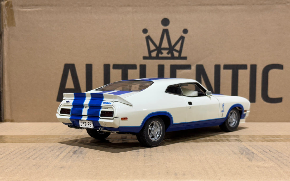 Ford XC Falcon Cobra Option 96 - White w/Blue Stripes - 1:18 Scale Diecast Model