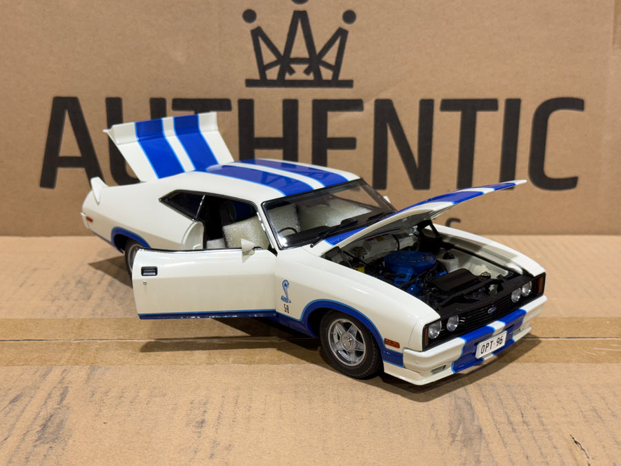 Ford XC Falcon Cobra Option 96 - White w/Blue Stripes - 1:18 Scale Diecast Model