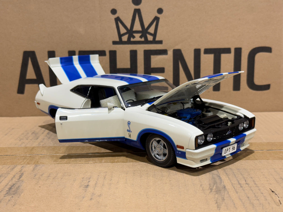 Ford XC Falcon Cobra Option 96 - White w/Blue Stripes - 1:18 Scale Diecast Model